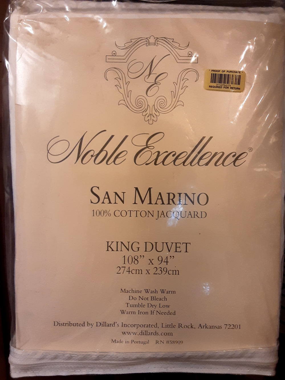 Noble Excellence San Marino King Duvet Cover — Cream